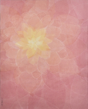 Burst of Yellow out of Pink, Painting by Jeff Mistri, Watercolour on Paper, 23 X 18.5 inches